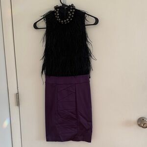 bebe Black and Purple Mini Dress